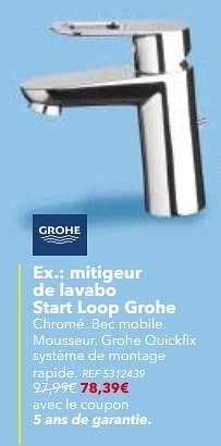 Promoties Mitigeur de lavabo start loop grohe - Grohe - Geldig van 05/12/2017 tot 01/01/2018 bij BricoPlanit