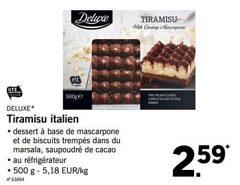 Deluxe Tiramisu Italien En Promotion Chez Lidl