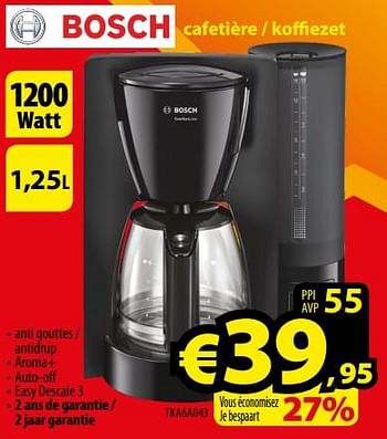 Promoties Bosch cafetiére - koffiezet tka6a043 - Bosch - Geldig van 01/12/2017 tot 31/12/2017 bij ElectroStock