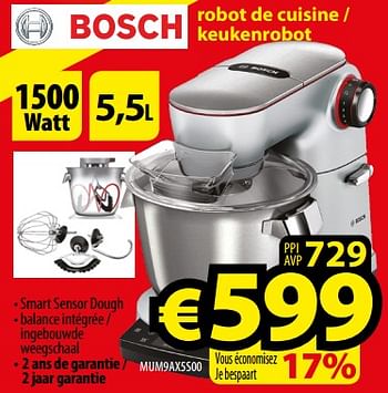 Promoties Bosch robot de cuisine - keukenrobot mum9ax5s00 - Bosch - Geldig van 01/12/2017 tot 31/12/2017 bij ElectroStock