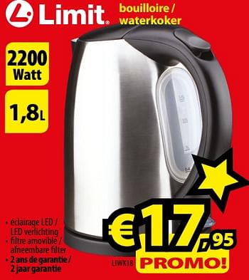 Promoties Limit bouilloire - waterkoker liwk18 - Limit - Geldig van 01/12/2017 tot 31/12/2017 bij ElectroStock