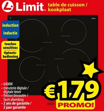 Promoties Limit table de cuisson - kookplaat liki59 - Limit - Geldig van 01/12/2017 tot 31/12/2017 bij ElectroStock