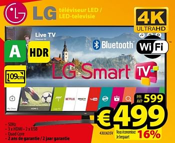 Promoties Lg téviseur led - led-televisie 43uj635v - LG - Geldig van 01/12/2017 tot 31/12/2017 bij ElectroStock