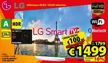 Promoties Lg téviseur oled - oled-televisie 55eg9a7 - LG - Geldig van 01/12/2017 tot 31/12/2017 bij ElectroStock