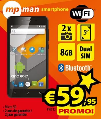 Promotions Mp man smartphone ph512 - MP Man - Valide de 01/12/2017 à 31/12/2017 chez ElectroStock