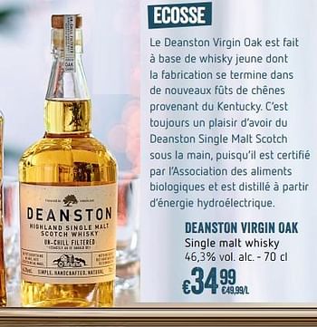 Promotions Deanston virgin oak single malt whisky - Deanston - Valide de 23/11/2017 à 03/01/2018 chez Delhaize