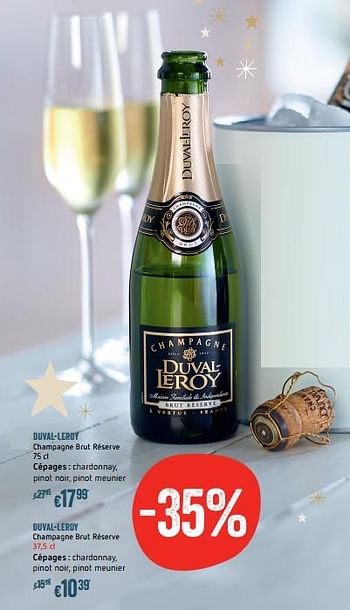 Promotions Duval-leroy champagne brut réserve - Champagne - Valide de 23/11/2017 à 03/01/2018 chez Delhaize