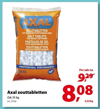 Promoties Axal zouttabletten - Axal - Geldig van 06/12/2017 tot 18/12/2017 bij Gamma