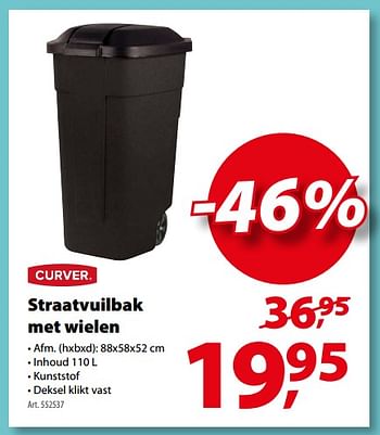 Promoties Straatvuilbak met wielen - Curver - Geldig van 06/12/2017 tot 18/12/2017 bij Gamma