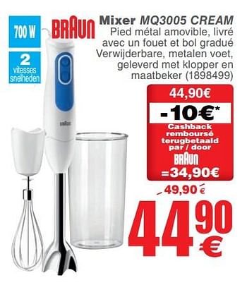 Promoties Braun mixer mq3005 cream - Braun - Geldig van 28/11/2017 tot 11/12/2017 bij Cora