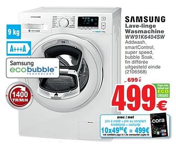 waarde neerhalen ten tweede Samsung Samsung lave-linge wasmachine ww91k6404sw - En promotion chez Cora