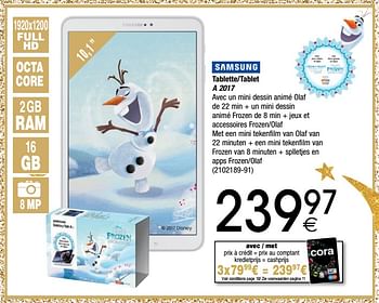 Promotions Samsung tablette-tablet a 2017 - Samsung - Valide de 28/11/2017 à 24/12/2017 chez Cora