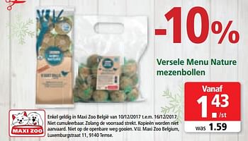 Promoties Versele menu nature mezenbollen - Versele-Laga - Geldig van 10/12/2017 tot 16/12/2017 bij Maxi Zoo