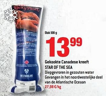 Promotions Gekookte canadese kreeft star of the sea - Star of the sea - Valide de 22/11/2017 à 01/01/2018 chez Match