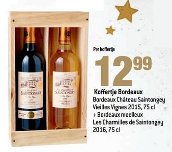 Promoties Koffertje bordeaux château saintongey vieilles vignes 2015 - Rode wijnen - Geldig van 22/11/2017 tot 01/01/2018 bij Match