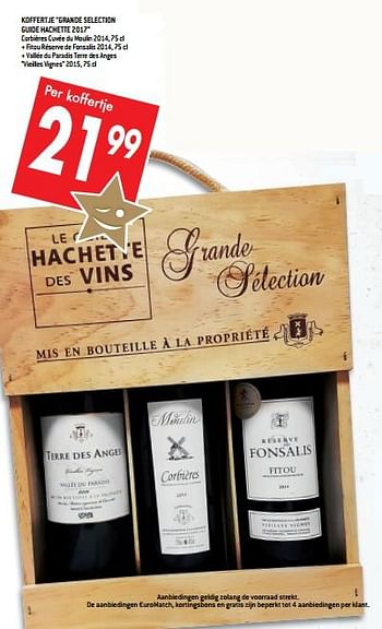 Promotions Koffertje grande selection guide hachette 2017 - Vins rouges - Valide de 22/11/2017 à 01/01/2018 chez Match