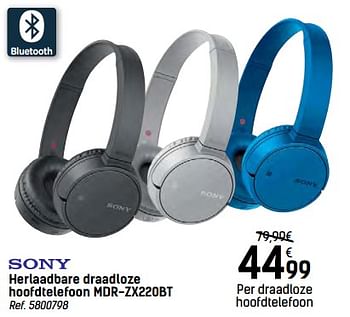 Promoties Sony herlaadbare draadloze headset mdr-zx220bt - Sony - Geldig van 24/11/2017 tot 24/12/2017 bij Carrefour