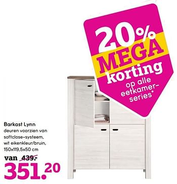 Promoties Barkast lynn deuren voorzien van softclose-systeem, wit eikenkleur-bruin - Huismerk - Leen Bakker - Geldig van 27/11/2017 tot 10/12/2017 bij Leen Bakker