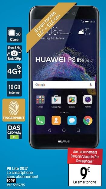 Promoties Huawei p8 lite 2017 - Huawei - Geldig van 24/11/2017 tot 24/12/2017 bij Carrefour
