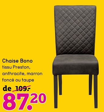 Promotions Chaise bono tissu preston, anthracite, marron foncé ou taupe - Produit maison - Leen Bakker - Valide de 27/11/2017 à 10/12/2017 chez Leen Bakker