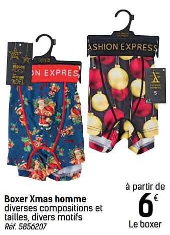 Promotions Boxer xmas homme - Produit maison - Carrefour  - Valide de 24/11/2017 à 24/12/2017 chez Carrefour