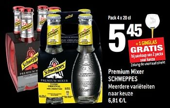 Promotions Premium mixer schweppes meerdere variëteiten naar keuze - Schweppes - Valide de 22/11/2017 à 01/01/2018 chez Match