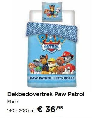 Promotions Dekbedovertrek paw patrol - Produit maison - Molecule - Valide de 24/11/2017 à 31/12/2017 chez Molecule