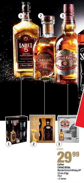 Promoties Coffret chivas regal blended scotch whisky 40° - Chivas Regal - Geldig van 22/11/2017 tot 01/01/2018 bij Match