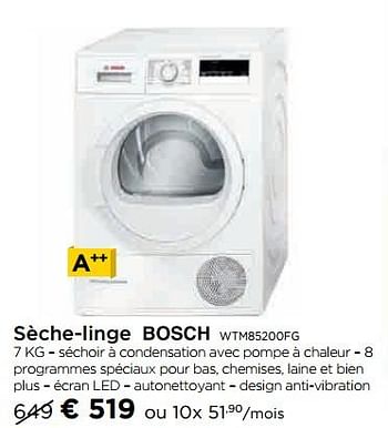 Promotions Sèche-linge bosch wtm85200fg - Bosch - Valide de 24/11/2017 à 31/12/2017 chez Molecule