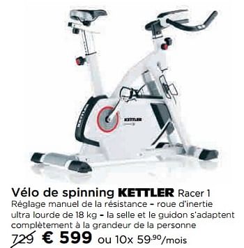 Promotions Vélo de spinning kettler racer 1 - Kettler - Valide de 24/11/2017 à 31/12/2017 chez Molecule