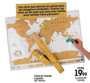 Promoties Carte du monde à gratter - Huismerk - Carrefour  - Geldig van 24/11/2017 tot 24/12/2017 bij Carrefour