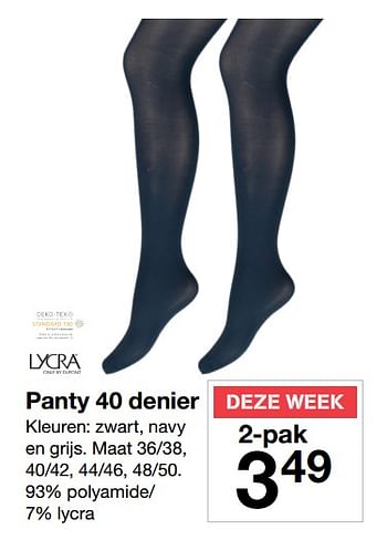 Promoties Panty 40 denier - Huismerk - Zeeman  - Geldig van 02/12/2017 tot 09/12/2017 bij Zeeman