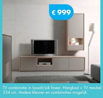 Promoties Tv combinatie in basalt - eik fineer hangkast + tv meubel - Huismerk - O & O Trendy Wonen - Geldig van 01/12/2017 tot 31/12/2017 bij O & O Trendy Wonen