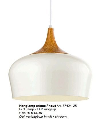 Promoties Hanglamp crème - hout - Huismerk - Zelfbouwmarkt - Geldig van 05/12/2017 tot 31/12/2017 bij Zelfbouwmarkt