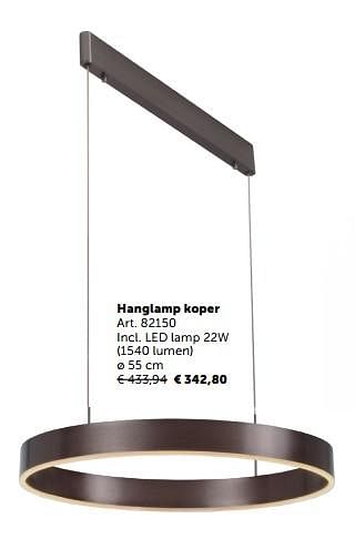 Promoties Hanglamp koper - Huismerk - Zelfbouwmarkt - Geldig van 05/12/2017 tot 31/12/2017 bij Zelfbouwmarkt