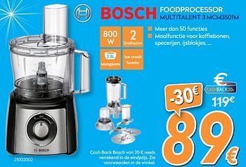 Promoties Bosch foodprocessor multitalent 3 mcm3501m - Bosch - Geldig van 29/11/2017 tot 29/12/2017 bij Krefel