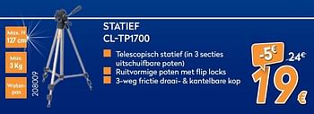 Promoties Camlink statief cl-tp1700 - Camlink - Geldig van 29/11/2017 tot 29/12/2017 bij Krefel