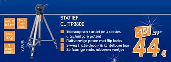 Promoties Camlink statief cl-tp2800 - Camlink - Geldig van 29/11/2017 tot 29/12/2017 bij Krefel