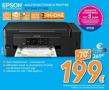 Promoties Epson multifunctionele printer ecotank et-2650 - Epson - Geldig van 29/11/2017 tot 29/12/2017 bij Krefel