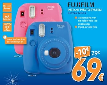 Promotions Fujifilm instant photo system instax mini 9 - Fujifilm - Valide de 29/11/2017 à 29/12/2017 chez Krefel