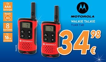 Promoties Motorola walkie talkie tlkr t40 - Motorola - Geldig van 29/11/2017 tot 29/12/2017 bij Krefel