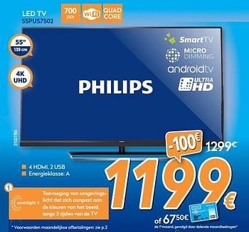 Promoties Philips led tv 55pus7502 - Philips - Geldig van 29/11/2017 tot 29/12/2017 bij Krefel