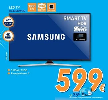 Promoties Samsung led tv ue43mu6120 - Samsung - Geldig van 29/11/2017 tot 29/12/2017 bij Krefel