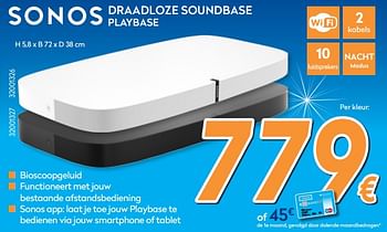 Promoties Sonos draadloze soundbase playbase - Sonos - Geldig van 29/11/2017 tot 29/12/2017 bij Krefel
