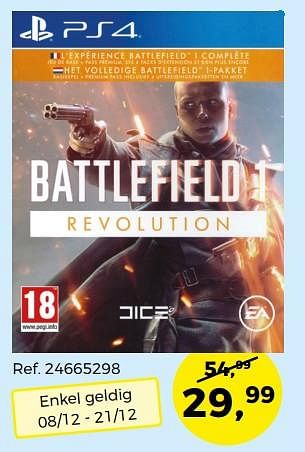 Promotions Battlefield 1 - Electronic Arts - Valide de 05/12/2017 à 09/01/2018 chez Supra Bazar