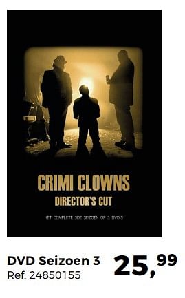 Promoties Dvd seizoen 3 crimi clowns - Huismerk - Supra Bazar - Geldig van 05/12/2017 tot 09/01/2018 bij Supra Bazar