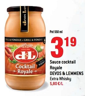 Promotions Sauce cocktail royale devos + lemmens - Devos Lemmens - Valide de 22/11/2017 à 01/01/2018 chez Match