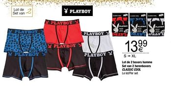 Promoties Lot de 2 boxers homme set van 2 herenboxers classic cool - Playboy - Geldig van 28/11/2017 tot 24/12/2017 bij Cora
