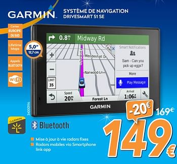 Promotions Garmin système de navigation drivesmart 51 se - Garmin - Valide de 05/12/2017 à 29/12/2017 chez Krefel