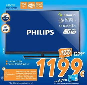 Promotions Philips led tv 55pus7502 - Philips - Valide de 05/12/2017 à 29/12/2017 chez Krefel